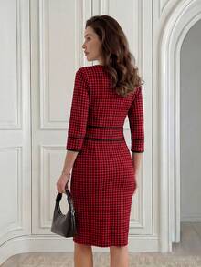 EMERY ROSE 女士优雅拼布中长款派对连衣裙 - 彩色 - 查看 2