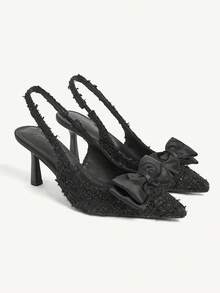 CUCCOO CHICEST Women's Fashionable & Elegant Commuter Pumps With Bow Decor Valentine's Day Elegant Shoes - Black - View 1