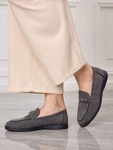 Sleekvia Casual Versatile Commuting Fringe Decor Flat Loafers - Grey - View 3