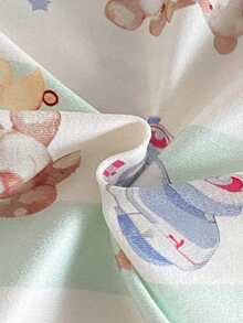 SHEIN Bộ đồ ngủ 2 món cho bé trai, gồm áo dài tay và quần in họa tiết dễ thương, thoải mái. - màu xanh lá - Xem 7