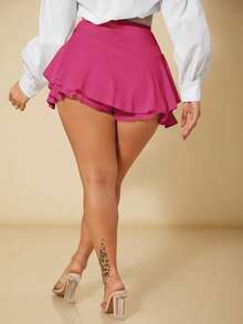 SHEIN SXY Summer High Waist Ruffle Hem Skort - Hot Pink - View 2