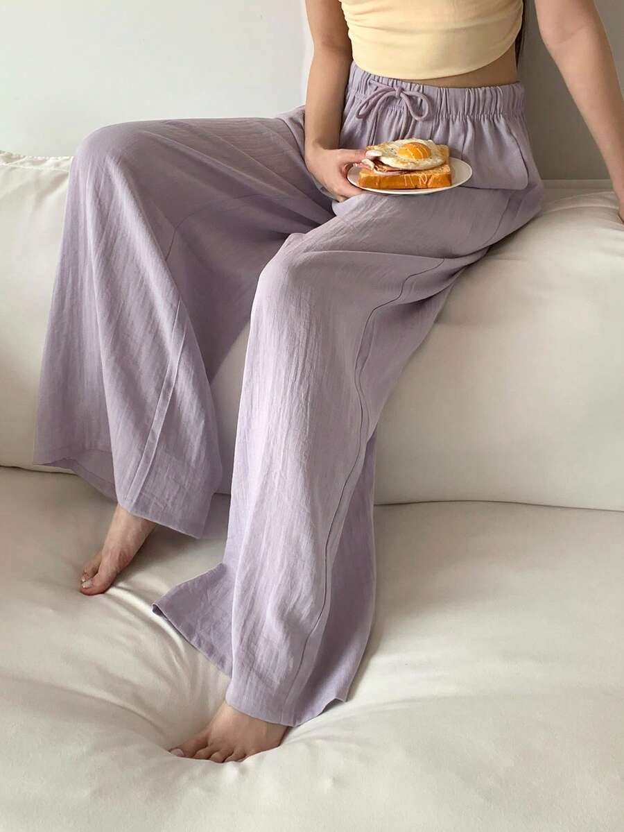 DAZY Women's Casual Drawstring Waist Pants, Loose Fit Loungewear - Dusty Purple - View 1