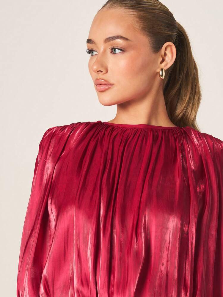 MISSGUIDED Luxurious Satin Off Shoulder Mini Dress With Puff Sleeves And Belt Tie Detail For Holiday Party Occasions