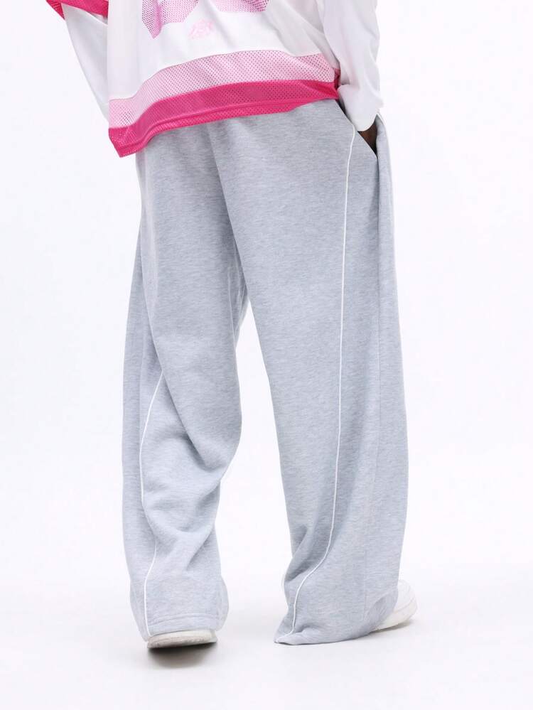 Heathered Sweatpants With Side Piping