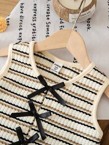 LMoss Kids Young Girl Versatile Knit Striped Crew Neck Fitted Camisole - Multicolor - View 4