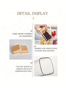 10个方形高硼硅玻璃密封罐，糖/饼干/食品/香料储存罐，带竹盖 - 10盎司透明玻璃散装食品罐，适用于茶叶、咖啡豆、香料、谷物、燕麦，厨房装饰，节日/婚礼礼物 - 白色 - 查看 5