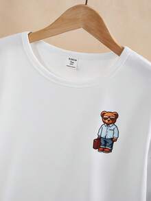 Men's Casual Bear Print Plaid Short Sleeve Top And Elastic Waist Pants 2 Pieces Loungewear Set, Spring/Summer - Multicolor - View 10