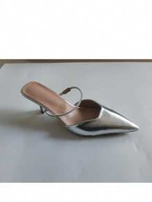 CUCCOO SZL Fashionable Elegant Commuter Crystal Decorated Pointed Toe High Heels Spring Shoes - Silver - View 15