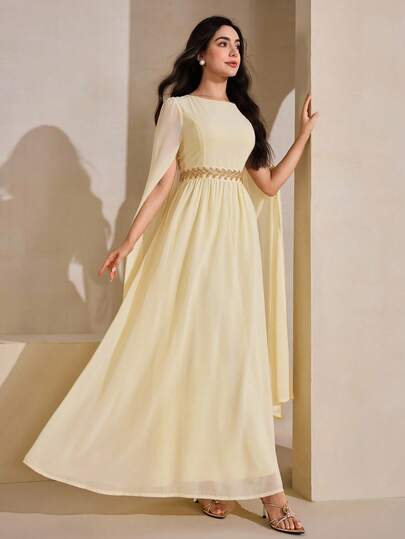 Graceveil 优雅雪纺束腰正式礼服，适合阿拉伯晚宴