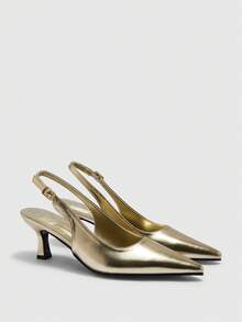 CUCCOO BIZCHIC Fashion Pointed Empty Word With High Heels Women's Shoes - Gold - View 1