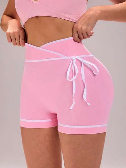 Sovereign Charm Women's Asymmetric Waistband Drawstring Sports Shorts