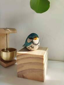 Madebyblanc Hand-Carved Wooden Bird, Solid Wood Animal Sculpture, Retaining Natural Texture, Mini Bird Ornament, Suitable For Home Desktop Decoration, Bookshelf Display, Gift For Nature Lovers, Country Garden Decoration, Unique Collectible Art Piece - Handmade Wood Carving, Home Landscaping, Healing Ornament, Birthday Gift. - 1PC - View 12