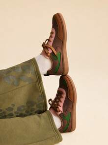 CUCCOO EASI 女士时尚百搭撞色系带休闲鞋 - 棕色 - 查看 7