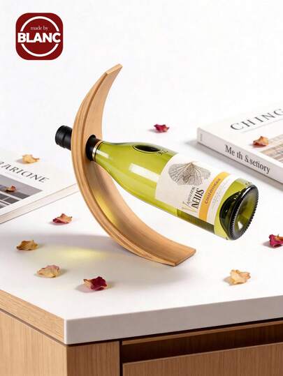 Madebyblanc 1pc Red Wine Rack, Bamboo Wine Rack Decoration, Simple Winery Club Display Rack Decoration, Creative Wine Bottle Rack, Wine Bottle Rack