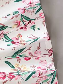 女童春夏休闲简约新款连衣裙,粉色碎花数码印花针织面料,圆领无袖荷叶边腰身连衣裙,适合可爱、优雅、简约的小女孩,适合日常、上学、外出、海滩、派对等场合。春夏儿童连衣裙,白色碎花连衣裙,女童短袖连衣裙,小女孩连衣裙,热带风情连衣裙 - 彩色 - 查看 9