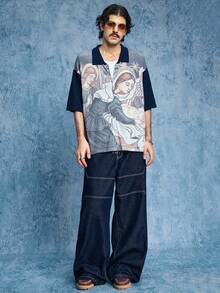 ROMWE MEN Casual Áo thun dệt kim tay ngắn in họa tiết phong cách đường phố dành cho nam - Nhiều màu - Xem 6