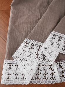 EMERY ROSE 大码优雅撞色蕾丝荷叶边连衣裙，夏季 - 灰色 - 查看 9