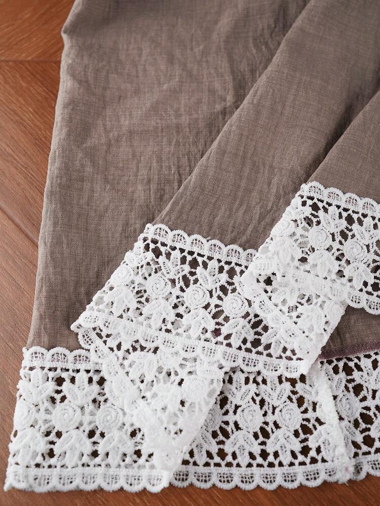 Plus Size Elegant Contrast Lace Ruffle Hem Dress, Summer French Style Dress Lounge Dress Summer Outfit For Women Beach Vacation Outfits Graduation Dress Women Wedding Guest Dress, Summer Dresses Gray Plus Size Dress