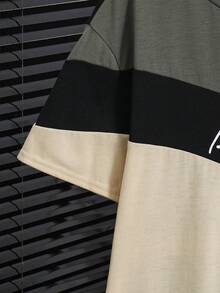 SHEIN 两件套男童休闲撞色圆领短袖T恤短裤套装，适合通勤、上学、日常穿着、运动、春夏穿着。 - 彩色 - 查看 6