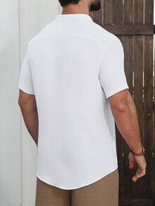Manfinity RSRT Men's Mandarin Collar Casual Versatile Daily Wear Short Sleeve Shirt - White - View 2