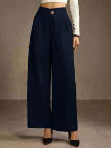 MOTF PREMIUM Pantalones con bolsillos plisados en diagonal - Azul Marino - Ver 7