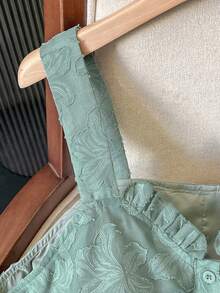 SHEIN Lacomfia Áo camisole nữ cỡ lớn thanh lịch, thời trang, sang trọng với họa tiết jacquard và viền bèo nhún. - màu xanh lá - Xem 3