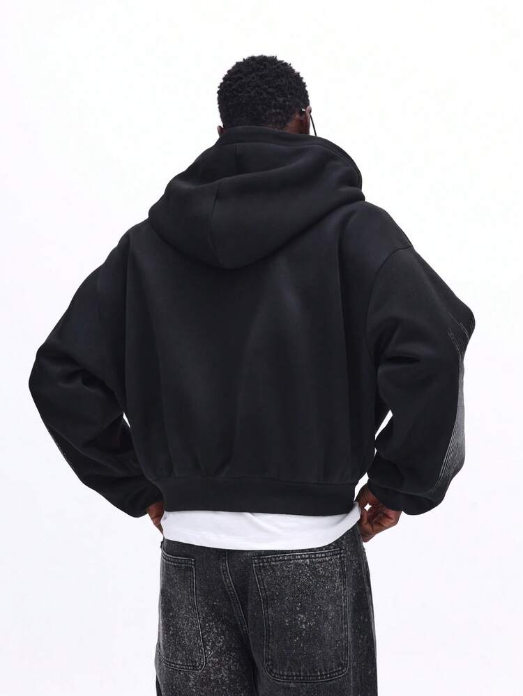 Full Zip Hoodie With Linear Gradient Print