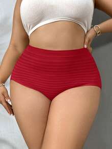 SHEIN 5PCS Women Plus Size Comfy Stretch High Waisted Striped Seamless Full-Coverage Panties - Multicolor - View 6