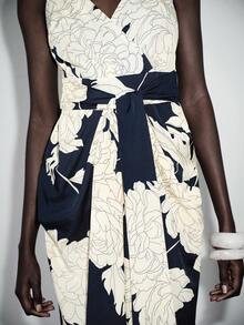 Lumivelle Đầm hoa thanh lịch dành cho nữ, thích hợp cho kỳ nghỉ hè. - Màu xanh hải quân - Xem 5