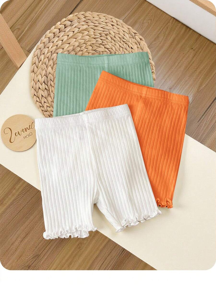 Conjunto de shorts de punto de unicolor lindo para bebé niña en verano - Multicolor - Ver 1