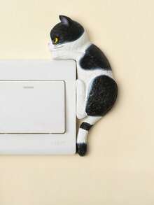 Cute Pet Simulation Cat 3D Resin Double Switch & Socket Panel Sticker, Wall Defect Concealing Decorative Decal For Home Use - Multicolor - View 18