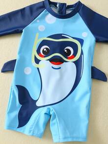 SHEIN Áo liền quần dài tay thoải mái, dễ thương cho bé trai/bé gái, thích hợp cho các hoạt động ngoài trời, kỳ nghỉ, bơi lội, suối nước nóng, bãi biển, lướt sóng, mùa xuân/hè. - Nhiều màu - Xem 5