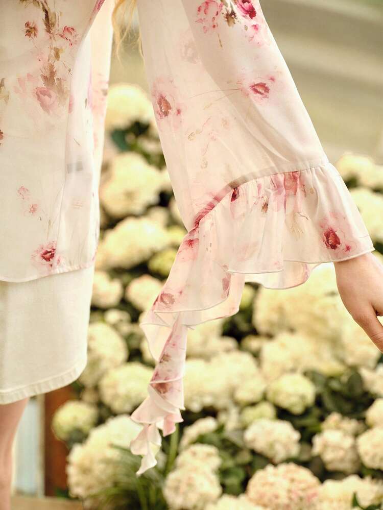 RUFFLED FLORAL PRINT BLOUSE, SPRING/SUMMER