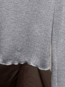 Resyla 法式无袖连衣裙罩衫，荷叶边长袖T恤罩衫，女士针织披肩，夏季防晒上衣 - 灰色 - 查看 6