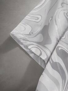 STYNVO Men's Marble Pattern Short Sleeve Zip Collar Casual Shirt Crop Men S Shirt Silver Men Shirt Reflective Shirt Abstract Men Summer Shirt Men S Mesh Vacation Shirt - White - View 4