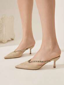 CUCCOO CHICEST Giày cao gót mũi nhọn nữ, kiểu dáng thường ngày, dễ xỏ. - Màu be - Xem 8