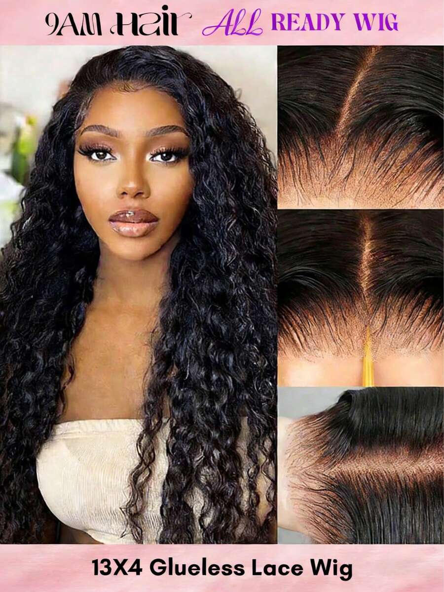 ALL READY WIG 深波浪无胶假发 13x4 预剪发 女士前蕾丝假发 180% 密度深卷发人发假发 预拔深波浪前假发 带婴儿头发 - S1B - 查看 1