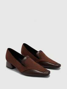 CUCCOO BIZCHIC 女士时尚流苏花朵尖头小方头粗跟高跟鞋 - 棕色 - 查看 7