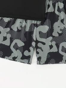 Boys' Printed Short Sleeve Rash Guard & Swim Trunks 2-Piece Swimsuit - Multicolor - View 5