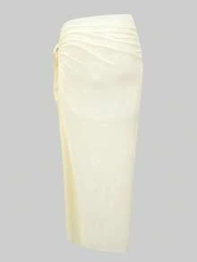 Swim Oasis Women's Vacation Patchwork Ruffle Cutout Design Fashionable Spaghetti Strap One-Piece Swimsuit With Coverup And Skirt - Black - View 10