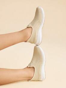 CUCCOO EASI Zapatillas deportivas casuales, transpirables y cómodas con diseño calado para mujeres - Beis - Ver 9