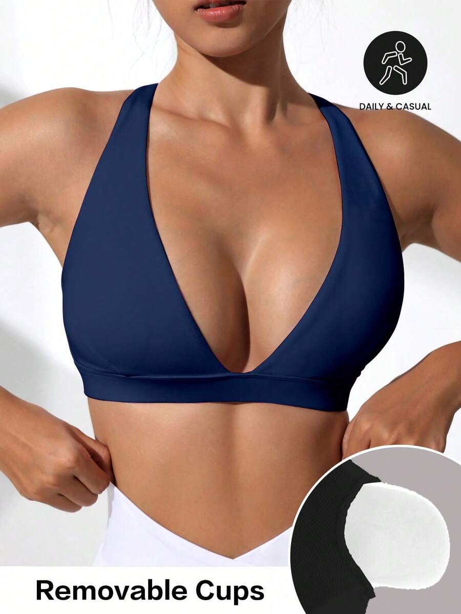 Slayform Slayform Sujetador deportivo minimalista de unicolor y cuello en V