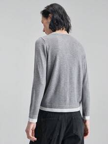 Ontre Women's 2026 New 2026SS Early Grey & White 2 In 1 Top, Suitable For Modern Urban Party, Back To School Season, Urban Minimalist Fashionable Casual Daily Wear - Grey - View 3