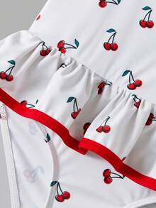 Maija Kids Maija Kids 1件装少女休闲优雅度假修身可爱樱桃印花吊带泳衣，适合泳池、海滩、海边、沙滩派对、春夏季节穿着。 - 彩色 - 查看 6