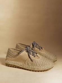 Rosivie Women's Casual Lace-Up Breathable Flat Shoes - Apricot - View 3