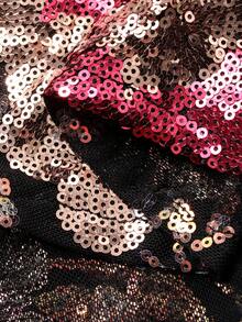 DAZY 女士花卉亮片高腰鱼尾优雅半身裙 - 綠色 - 查看 4