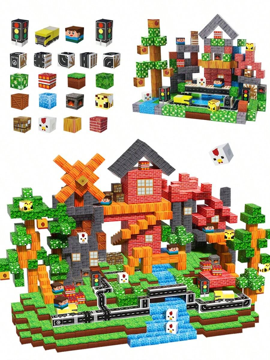 MINKOJA Bloques magnéticos, bloques de construcción para niños de 3+ años, cubos de bloques magnéticos, juguete de apilamiento magnético, juguetes de cumpleaños, juguetes de viaje, Pascua, bloques de construcción, juegos de bloques de construcción, bloques magnéticos - Multicolor - Ver 1