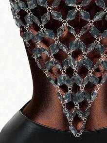 Mistrie 女士钻石细节吊带露背印花T恤，夏季，夏季上衣，夏季，夏季假期，女士夏季装，春季，春季女士装，春假，春季，春季，春季女士装，春季女士装，度假女士装，女士假期，夏季假期，女士度假，假期，假期，夏季假期，女士海滩假期 - 灰色 - 查看 7