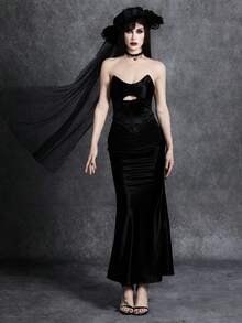 Glisette New Mermaid Tail Fitted Slim Skirt For Women, Spring/Summer - Black - View 5