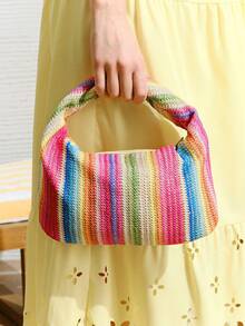 SHECARRY Túi xách nữ quai cầm, túi đan bằng rơm, túi rơm, họa tiết da báo, họa tiết động vật, thời trang, thanh lịch, đơn giản, cá tính, đa năng, cổ điển, thích hợp đi làm, công sở, hẹn hò, hàng ngày, mua sắm, uống trà chiều, đi biển, nghỉ mát, kỳ nghỉ, mùa hè, ven biển. - Màu Hồng Tươi - Xem 2